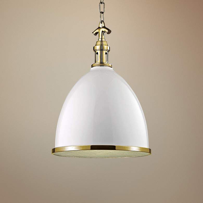 Image 1 Viceroy 12 3/4" Wide White and Aged Brass Pendant Light
