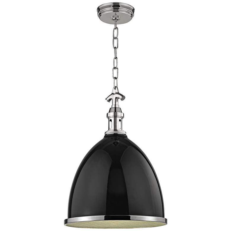 Image 1 Viceroy 12 3/4"W Polished Nickel Black Shade Pendant Light