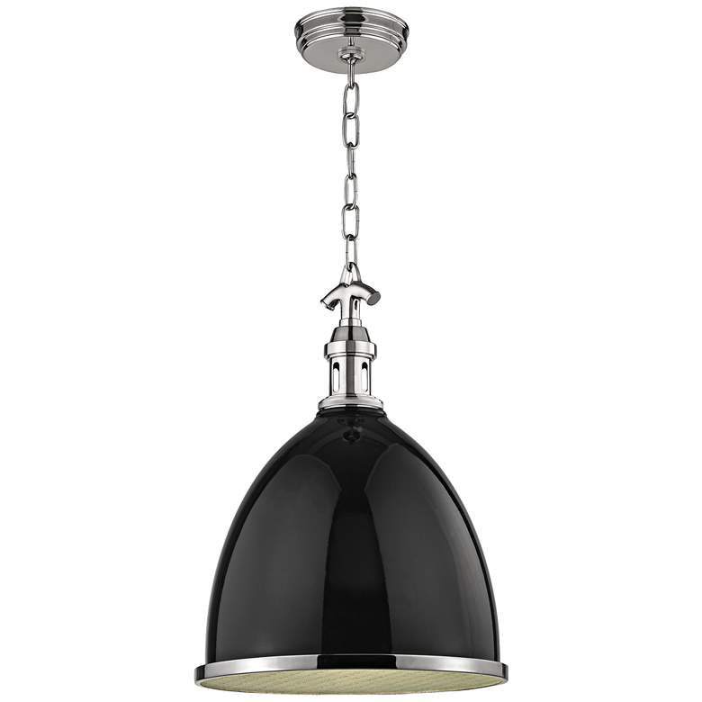 Image 1 Viceroy 12 3/4 inchW Polished Nickel Black Shade Pendant Light