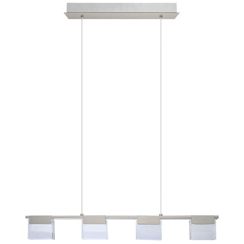 Image 1 Vicino 30"W 4-Light LED Linear Pendant Matte Nickel/Frosted Clear Glas