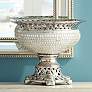 Victoire 10 1/2" High Crystal and Silver Ceramic Bowl in scene