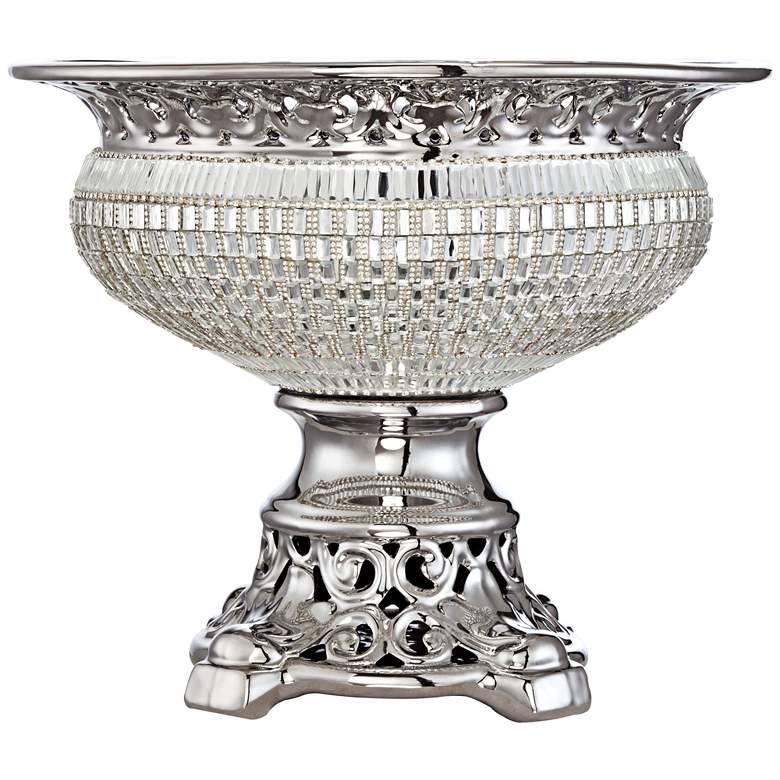 Image 4 Victoire 10 1/2" High Crystal and Silver Ceramic Bowl more views