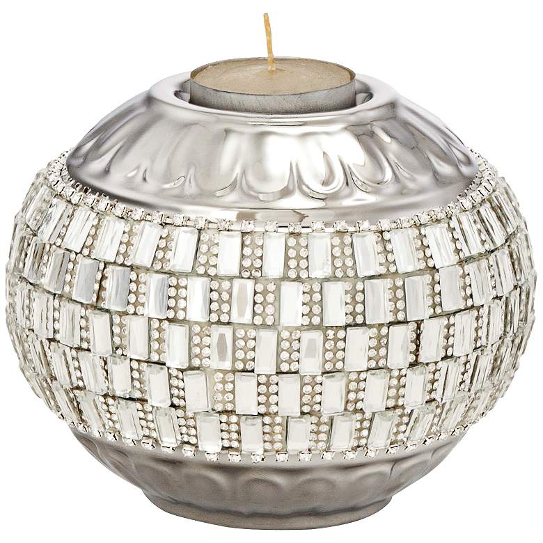 Image 1 Victoire Silver and Crystal Ceramic Votive Candle Holder