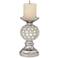 Victoire Silver and Crystal Pillar Candle Holder