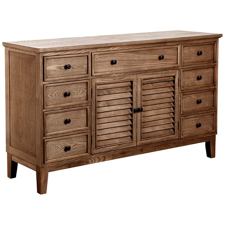 Image 1 Victor 62" Wide Rustic Wood Louver 2-Door Buffet Cabinet