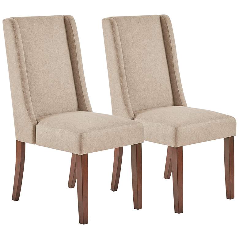Image 1 Victor Taupe Fabric Wing Dining Chairs Set of 2