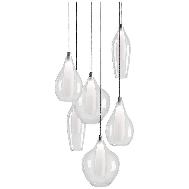 Image 1 Victoria 13"W Chrome and Clear Glass LED Multi-Light Pendant