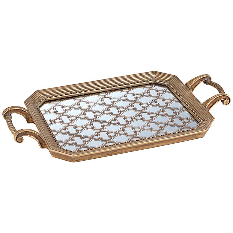 Image 1 Victoria 15 3/4 inch Wide Gold Luxe Rectangular Serving Tray