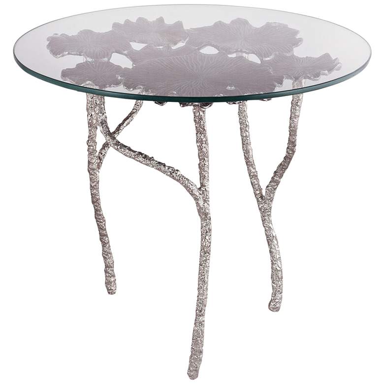 Image 1 Victoria 24 inch Wide Flower and Branch Glass Side Table