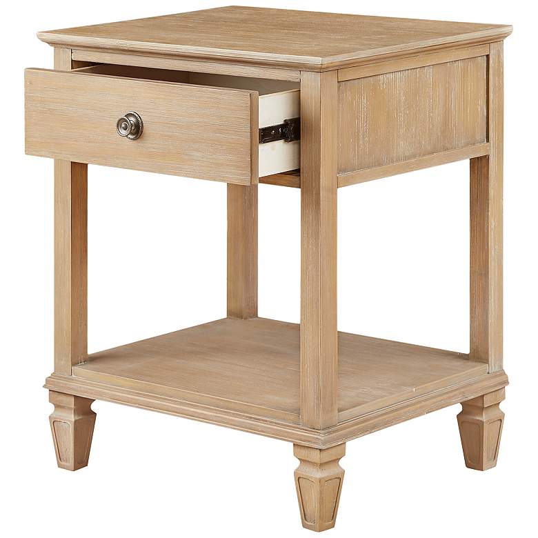 Image 7 Victoria 24 inch Wide Light Natural 1-Drawer Bedside Table more views