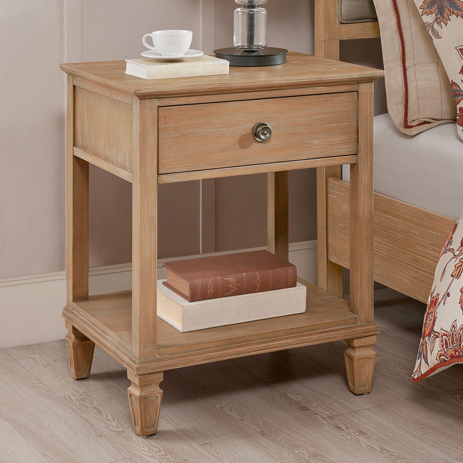 Victoria 24" Wide Light Natural Wood Bedside Tables Set of 2