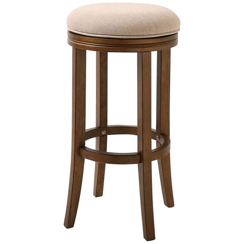 Image 1 Victoria 25 inch Cream Linen Swivel Counter Stool