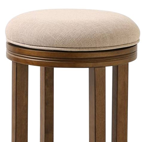 Image 2 Victoria 25" Cream Linen Swivel Counter Stool more views