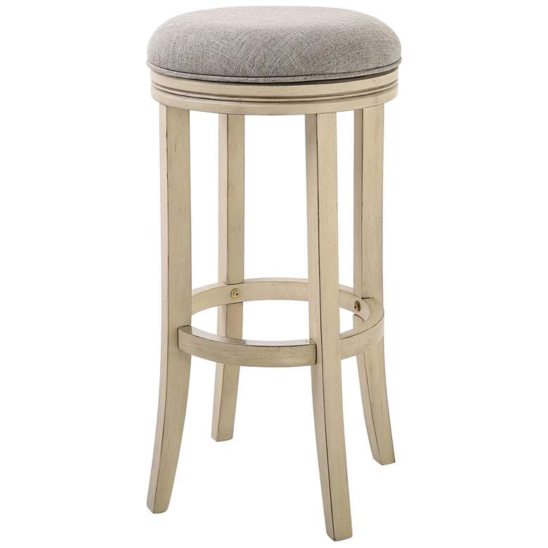 Image 1 Victoria 30 1/2 inch Gray Linen Fabric Swivel Bar Stool