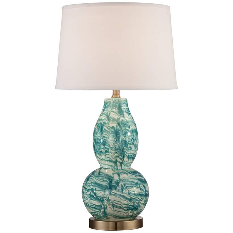 Image 1 Victoria Blue and White Marbleized Glass Table Lamp
