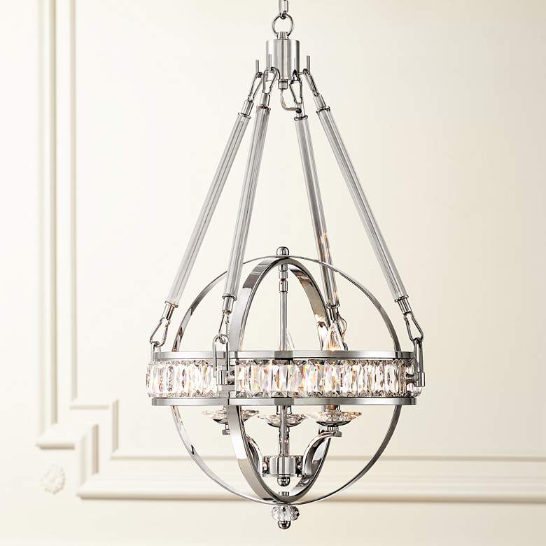 Image 1 Victoria Chrome 16 inch Wide Clear Crystal Chandelier