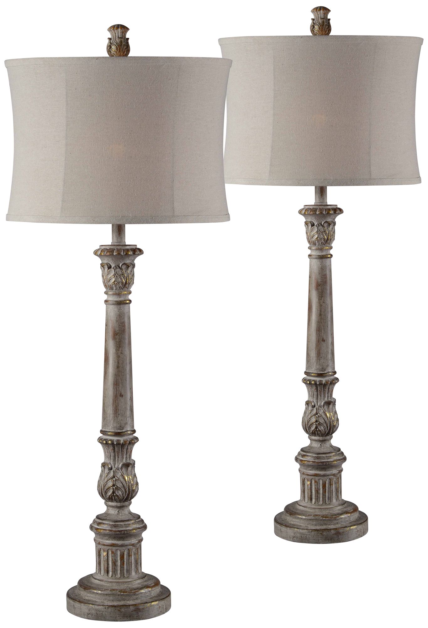 Victoria Distressed Gray Buffet Table Lamps Set of 2 519N0 Lamps Plus