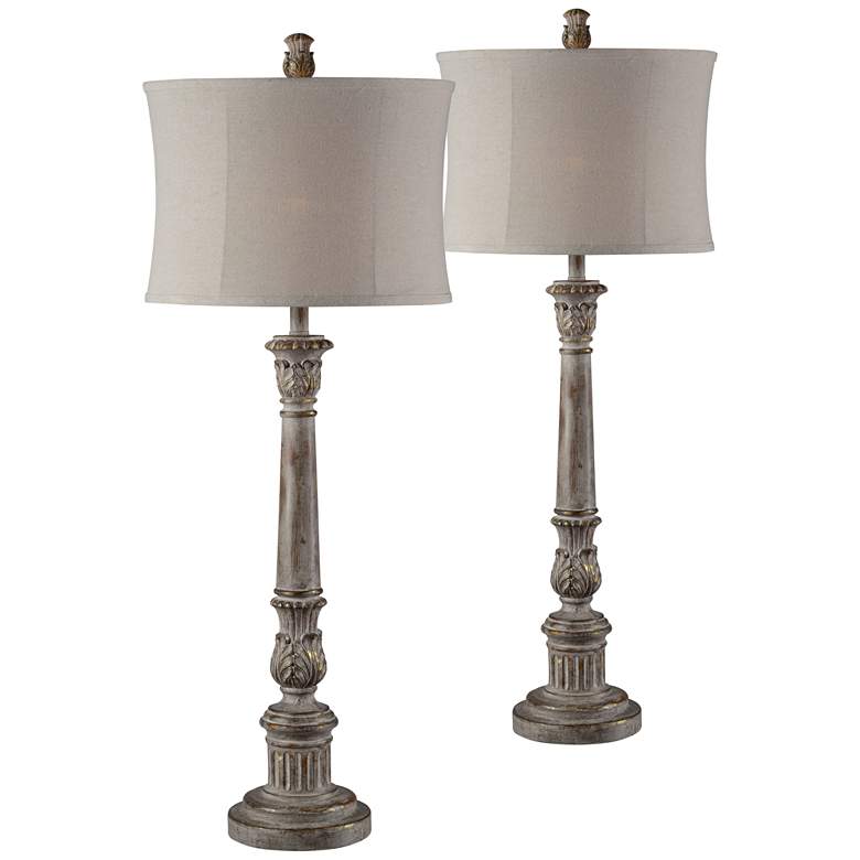 Image 1 Victoria Distressed Gray Buffet Table Lamps Set of 2