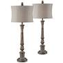 Victoria Distressed Gray Buffet Table Lamps Set of 2