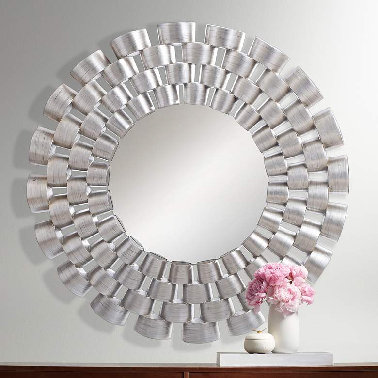 Image 1 Victoria Silver 47" Round Oversized Wall Mirror