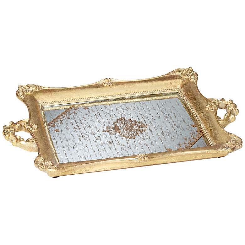 Image 1 Victoria Small Antique Gold Mirrored Tray