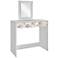 Victoria White and Floral Stamp 1-Drawer Vanity with Mirror