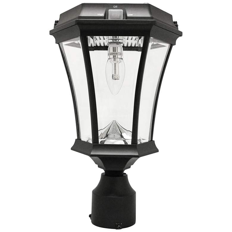 Image 2 Victorian 15 inch High Black Solar LED Outdoor Post Light