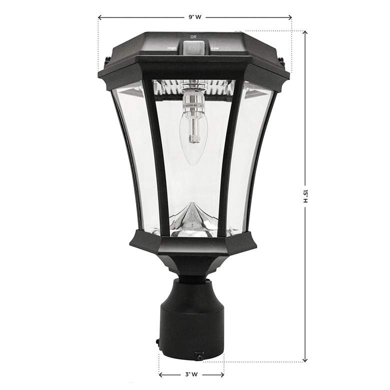 Victorian 15&quot; High Black Solar LED Outdoor Post Light more views