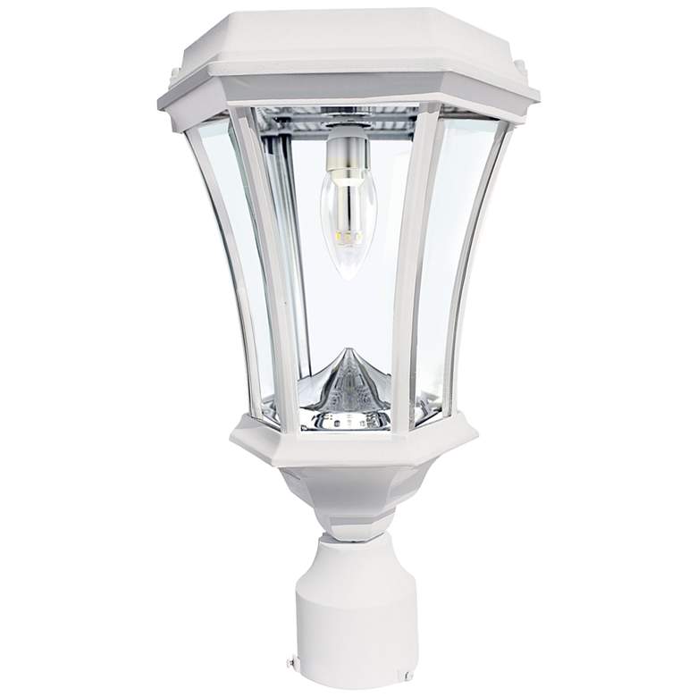 Image 1 Victorian 15 inch High White Solar LED Outdoor Post Light