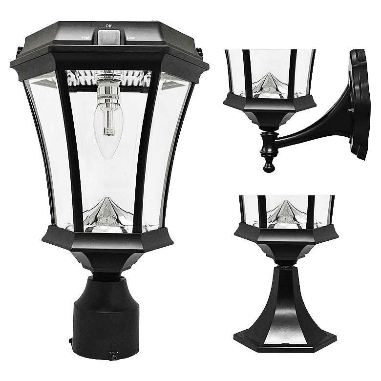 Image 1 Victorian 15 inchH Black Solar Post Light LED Replacement Top