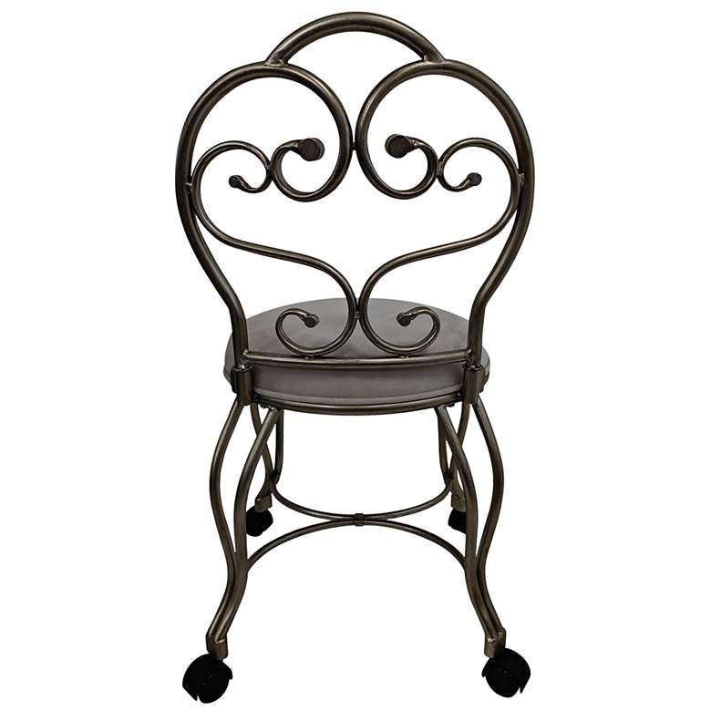 Image 5 Victorian 17 1/4" Wide Cream Suede Rolling Vanity Stool more views