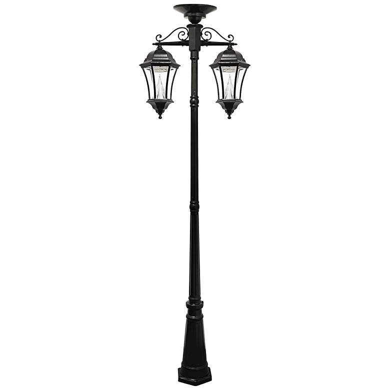 Image 1 Victorian 90 inch High Black 2-Light Solar LED Post Light