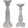 Victorian Antique White Concrete Candle Holders - Set of 2