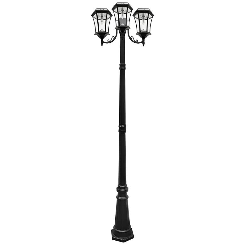 Image 1 Victorian Black 90" High 2700K 3-Lamp LED Solar Post Light