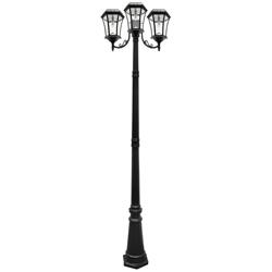 Victorian Black 90&quot; High 2700K 3-Lamp LED Solar Post Light