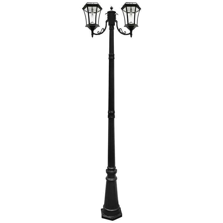 Image 1 Victorian Black 90 inchH 2700K LED 2-Lamp Solar Post Light