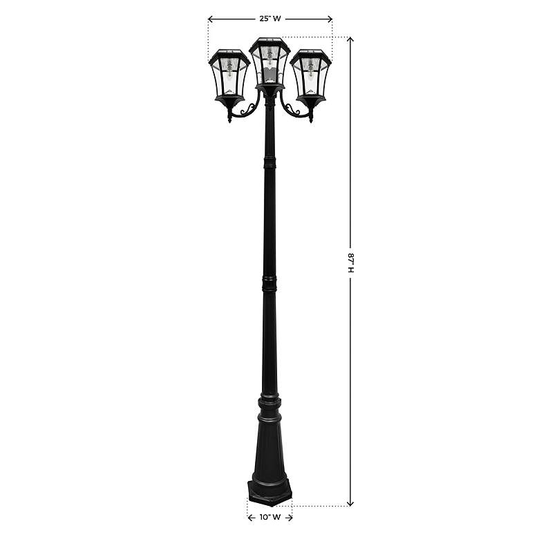 Image 3 Victorian Bulb 87"H Black 3-Head Solar Post Light with Base more views