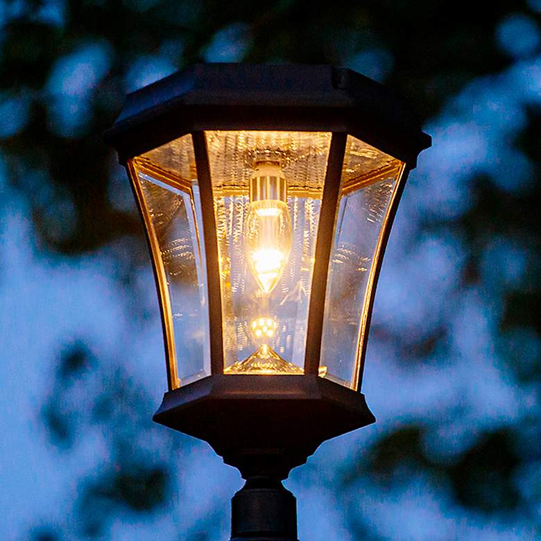 Image 5 Victorian Bulb 87"H Black 3-Head Solar Post Light with Base more views