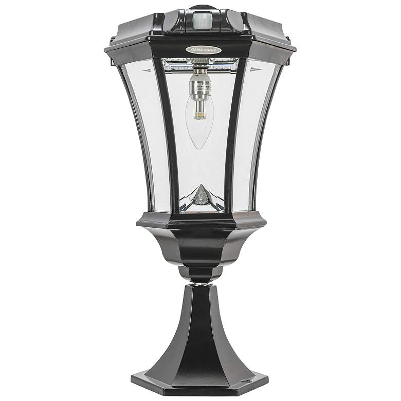 Image 1 Victorian Bulb Black Solar LED Motion Sensor Outdoor Light