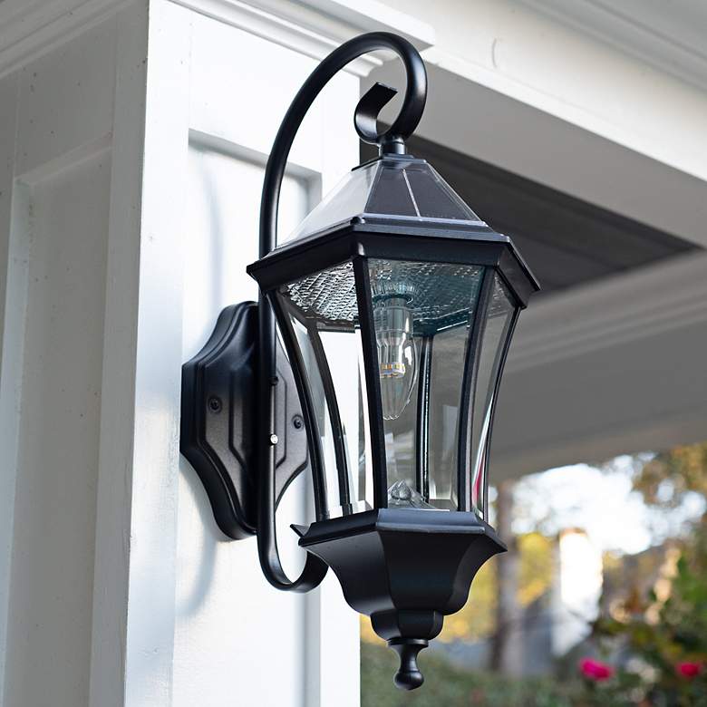Image 1 Victorian Morph 21" High Black Solar LED Outdoor Wall Light