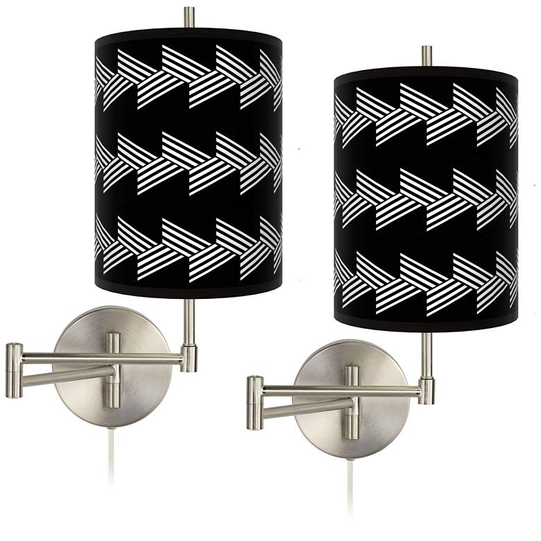 Image 1 Victory March Tessa Brushed Nickel Swing Arm Wall Lamps Set of 2