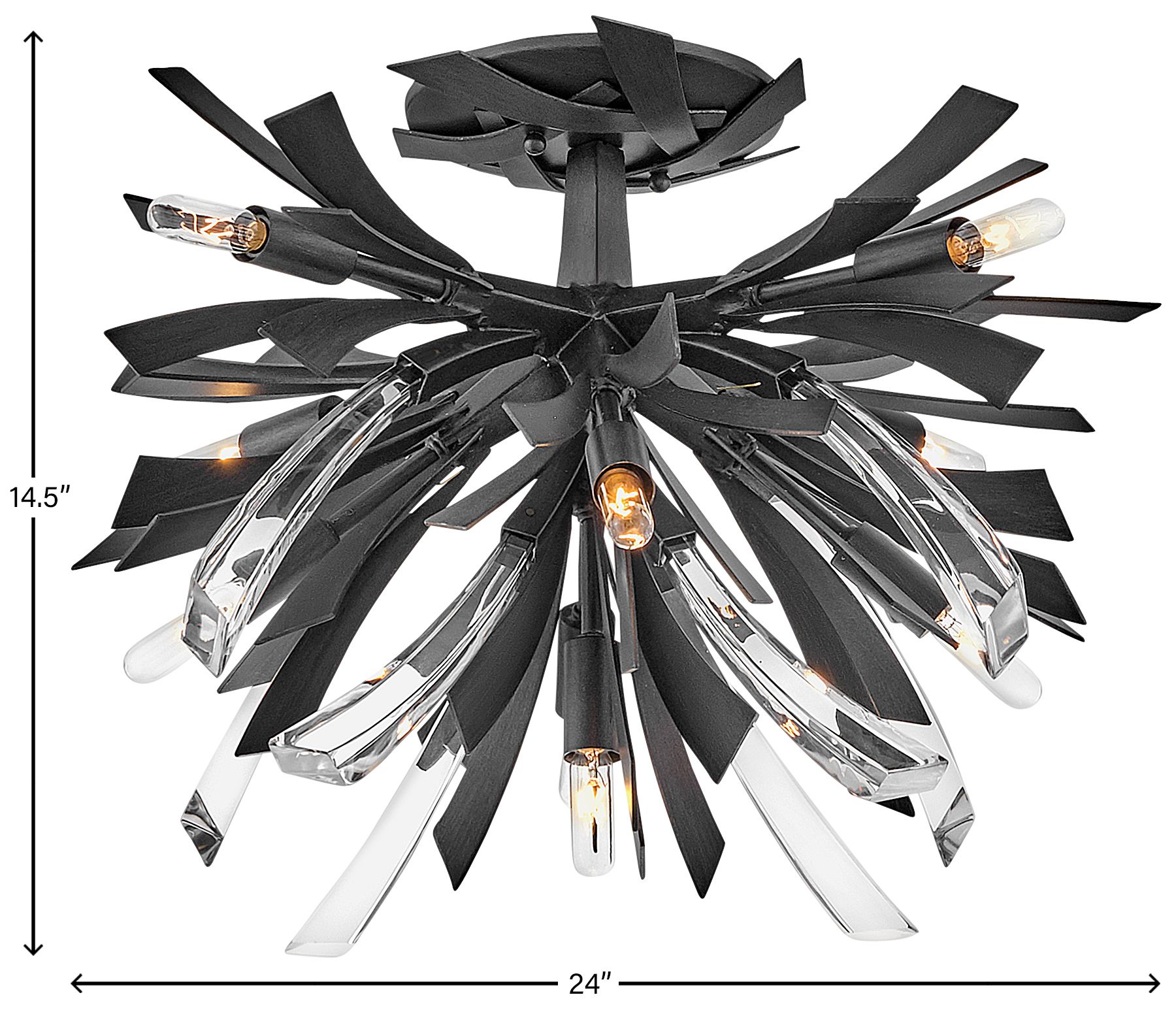 Vida 24" Wide Brushed Graphite Steel 9-Light Ceiling Light