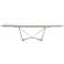 Vida Extension Dining Table, Matte Light Gray, Clear Glass