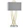 Vida Table Lamp - Brass Finish On Metal With Crystal Base - Hardback Shade