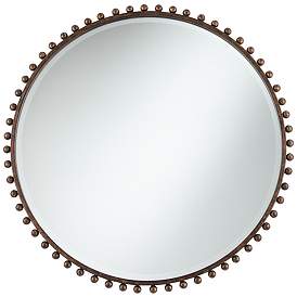 Image3 of Vidalla Matte Dark Bronze Beaded 32" Round Wall Mirror