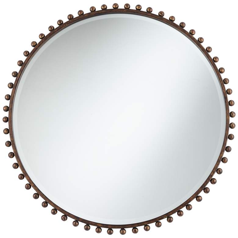 Image 3 Vidalla Matte Dark Bronze Beaded 32" Round Wall Mirror