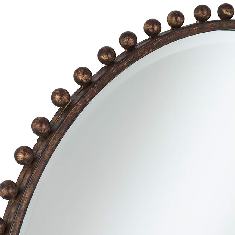 Image 4 Vidalla Matte Dark Bronze Beaded 32" Round Wall Mirror more views