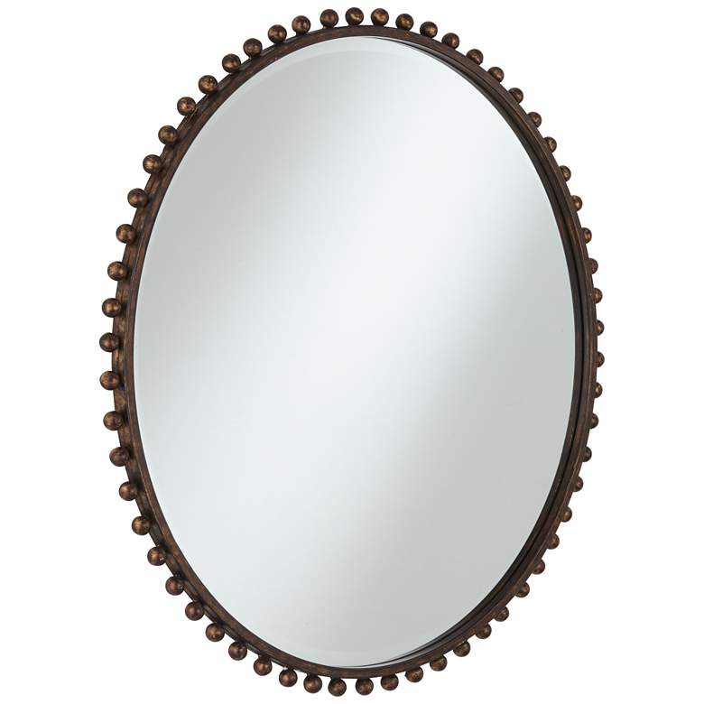 Image 6 Vidalla Matte Dark Bronze Beaded 32" Round Wall Mirror more views