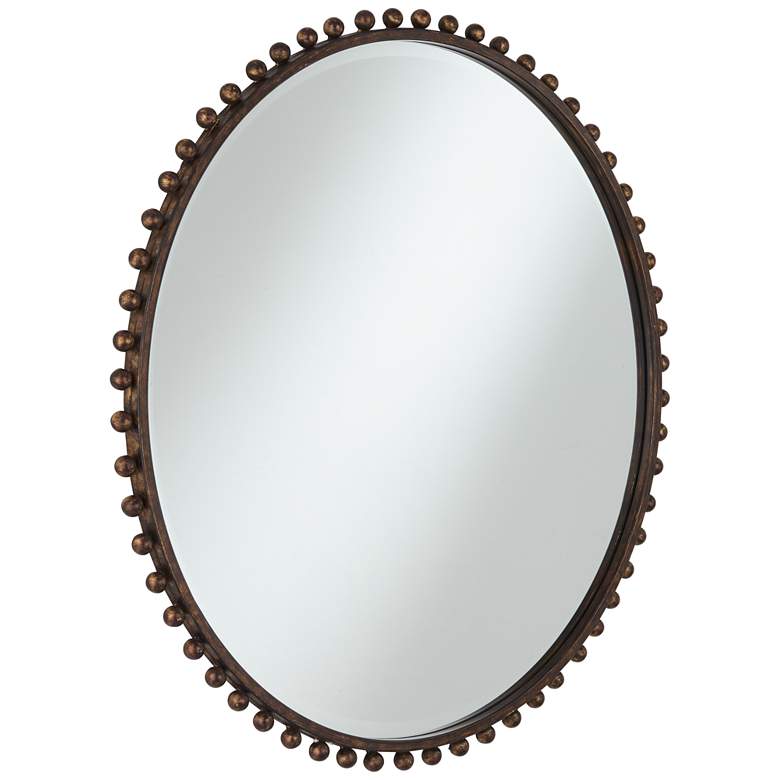 Image 5 Vidalla Matte Dark Bronze Beaded 32 inch Round Wall Mirror more views