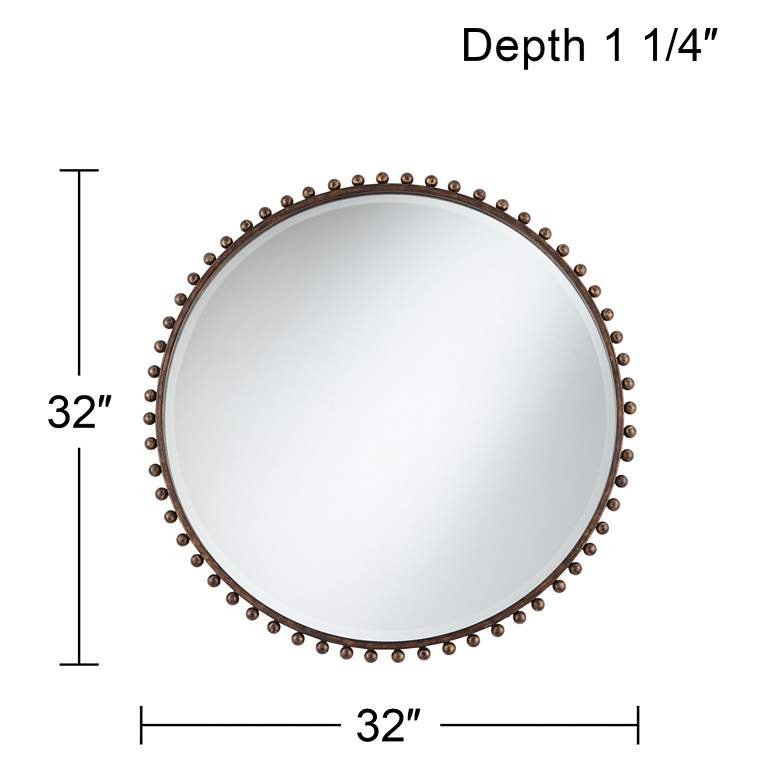 Image 7 Vidalla Matte Dark Bronze Beaded 32 inch Round Wall Mirror more views